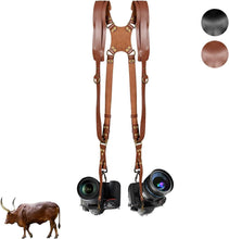 Load image into Gallery viewer, Comfort &amp; Safety: Adjustable Dual Camera Harness for Pro Photographers, Brown