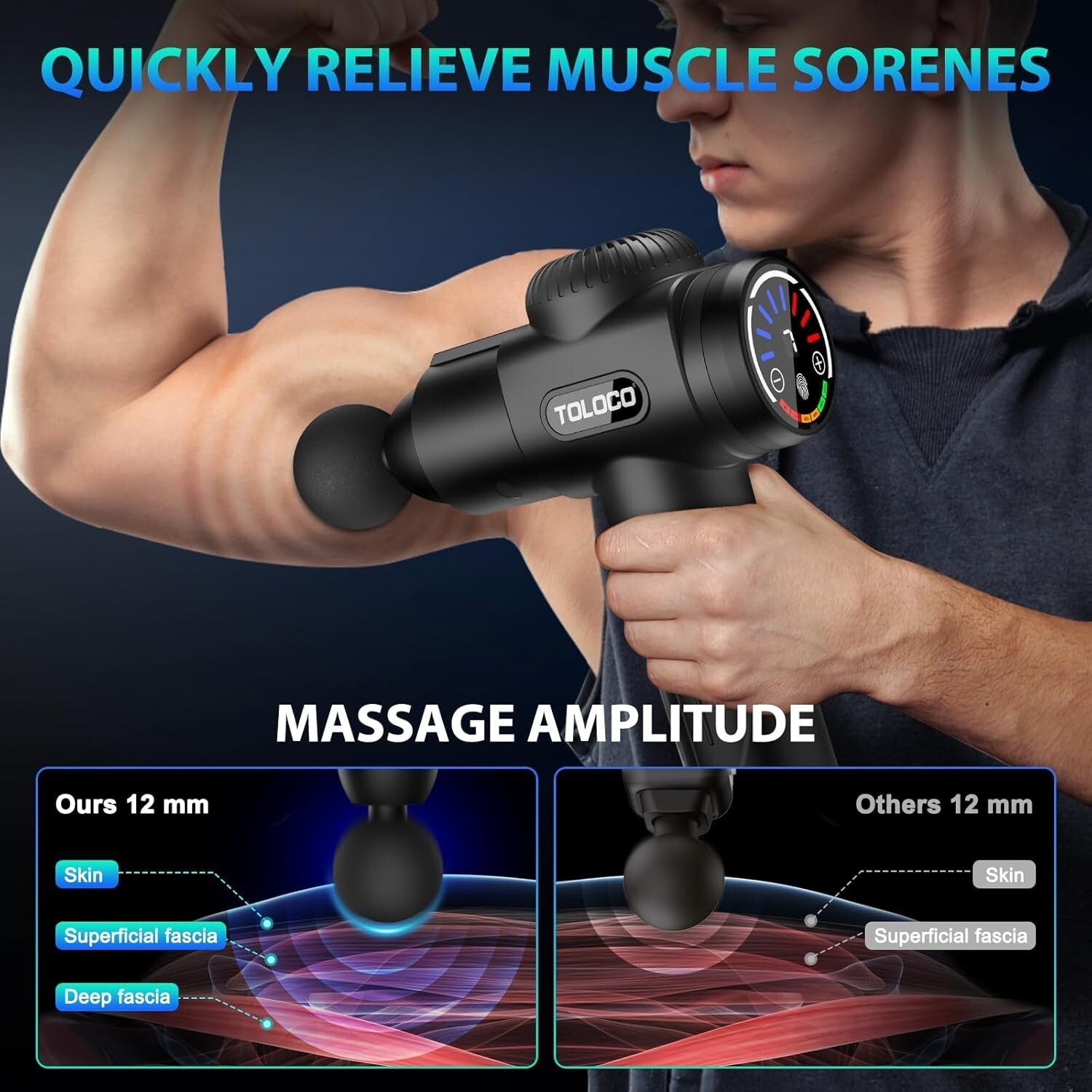 Ergonomic Deep Tissue Massage Gun with Smart LED - Ideal Gift for Father's Day