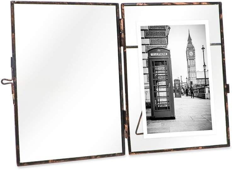 Elegant 5x7 Antique Bronze Floating Frame 2-Pack with Vintage Locket Closure