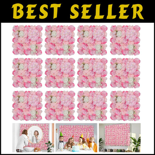 Stunning Pink Floral Wall Panels (12 Pieces) - Perfect for Weddings & Parties