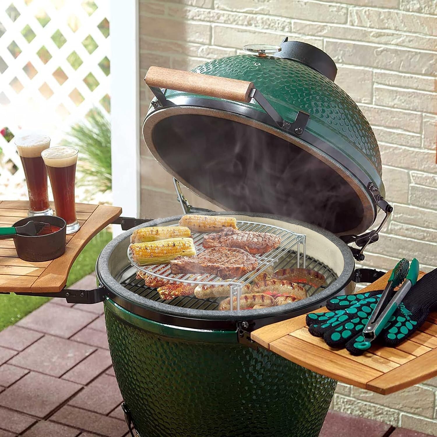 Flexible Stainless Steel Cooking Grate for Outdoor Charcoal Grilling - 15.6"D