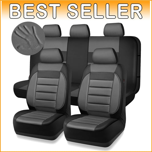 Elegant Gray & Black Leather Seat Covers for SUVs, Sedans & Vans – Full Coverage