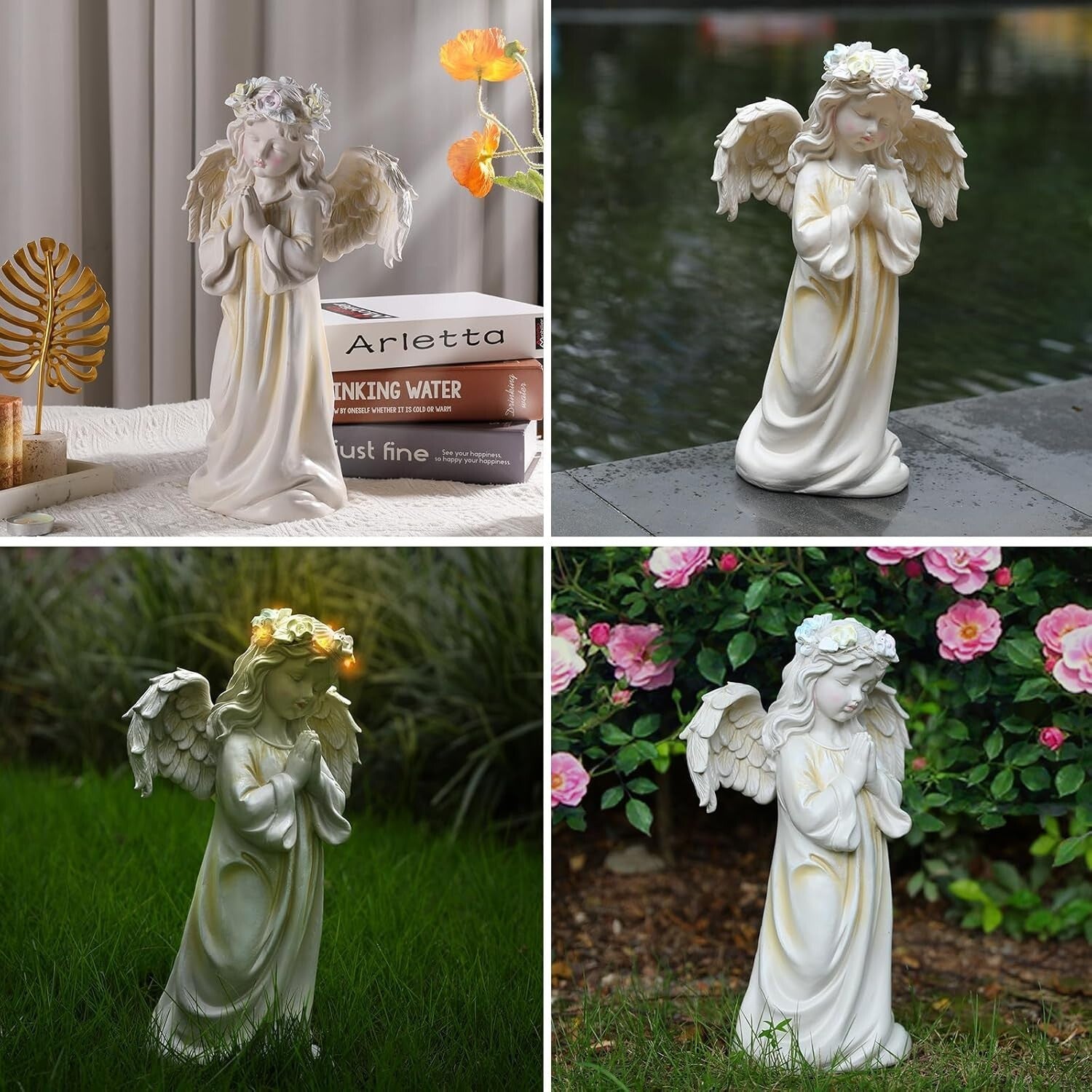 Solar Angel Garden Statue - Waterproof Praying Angel Figurine for Outdoor Decor