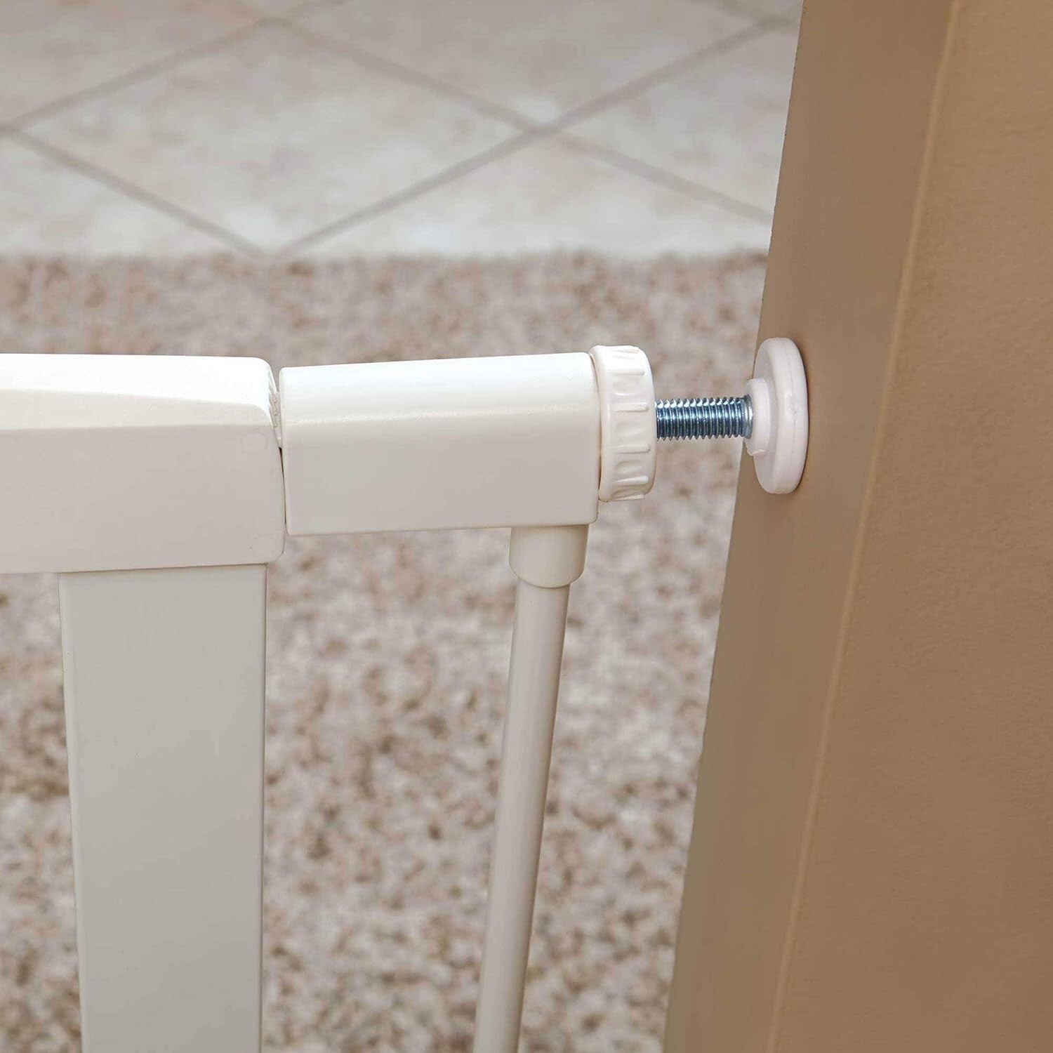 Elegant 39-Inch Tall White Steel Pet Gate - Pressure Mounted for Easy Install