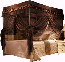 Load image into Gallery viewer, Premium King Size Bed Canopy in Coffee - Modern 4 Openings Mosquito Protection