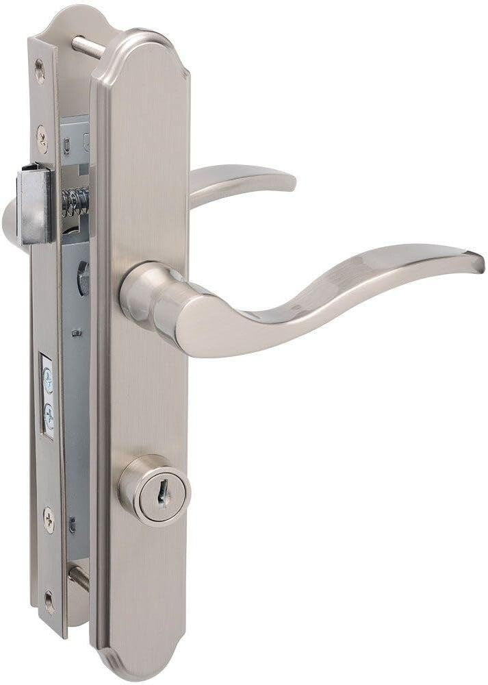 Classic Satin Nickel Mortise Lock with Keyed Deadbolt for Metal and Wood Doors