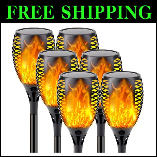 Larger Upgraded Solar Flickering Torch Lights - 12h Working Time & Easy Setup