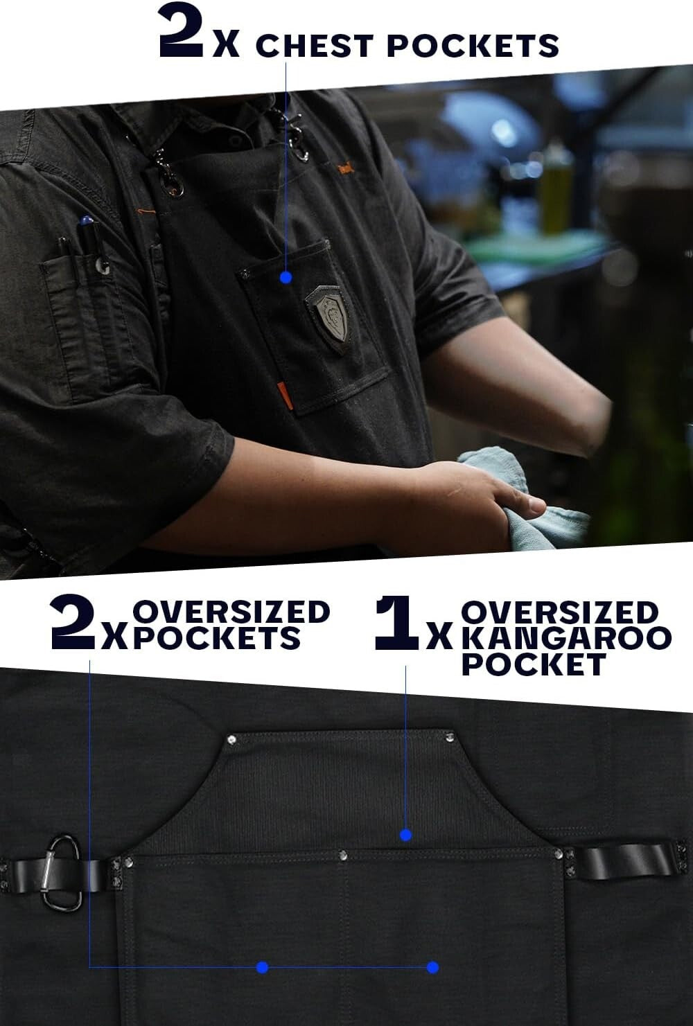 Customizable Professional Cooking Apron with Brass Plate & Advanced Comfort