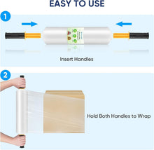 Load image into Gallery viewer, Clear Plastic Stretch Film Roll with Handles - 15" Wide, 1000ft for Safe Moving