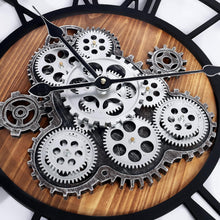 Load image into Gallery viewer, Rustic 23-Inch Wall Clock with Real Gears and Roman Numerals for Kitchen