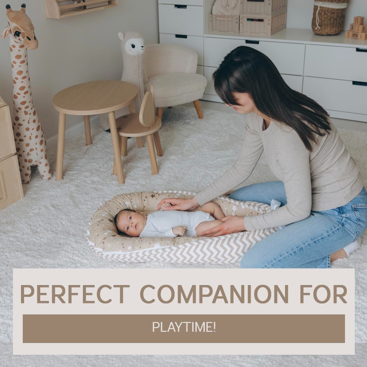 Breathable Organic Baby Nest Lounger - Lightweight & Washable Travel Essential