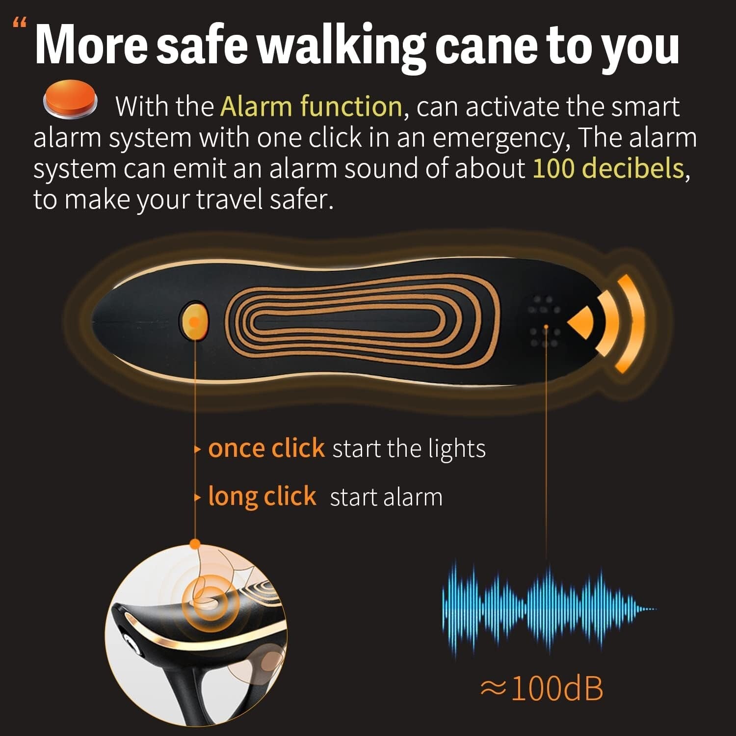 Ergonomic Foldable Cane with Smart Alarm & LED Light for Fashionable Mobility