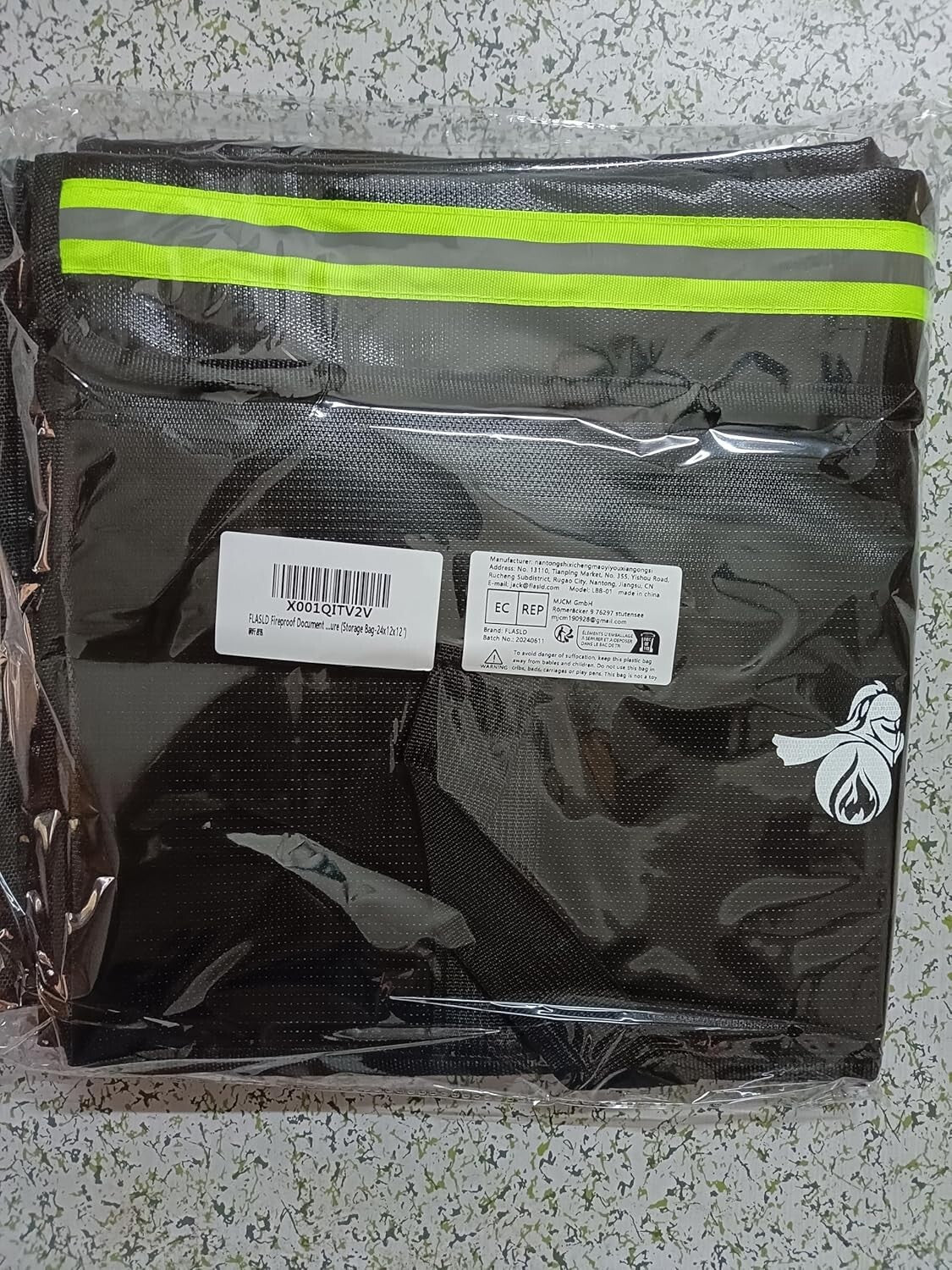 Waterproof Fireproof Document Storage Bag with Adjustable Strap - Large Size