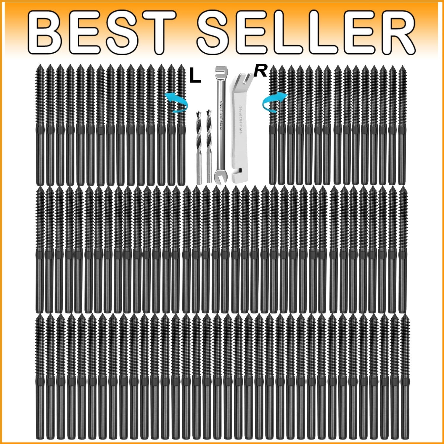 120 Pack T316 Stainless Steel Cable Railing Kit - Elegant Black Screws & Wrench