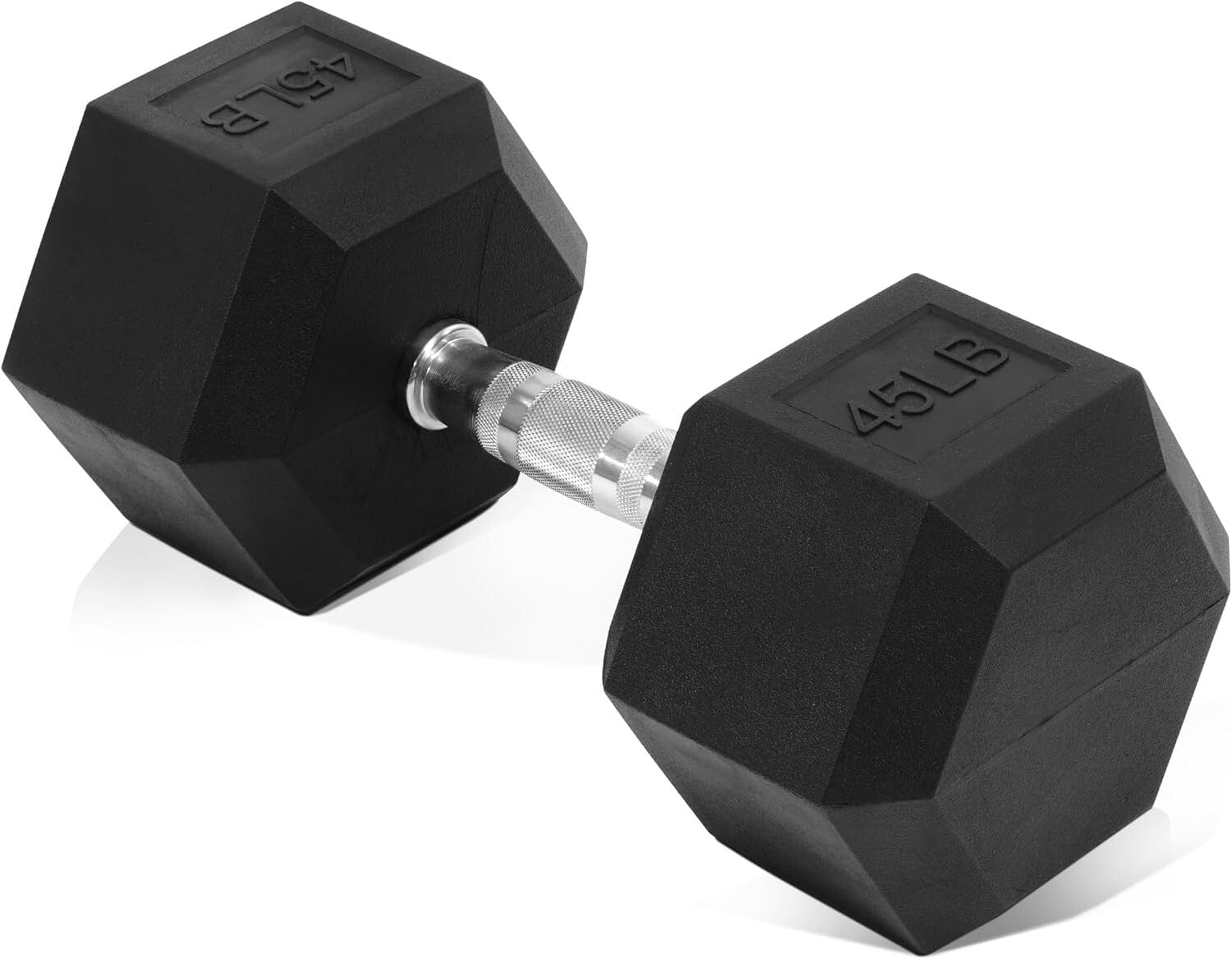 Strengthen Muscles with 45 lb Rubber Encased Hex Dumbbell - Ideal for Gym & Home