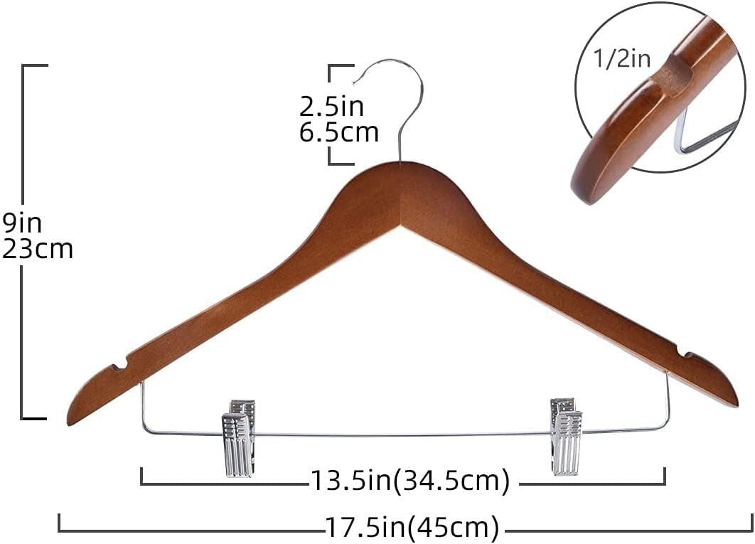 Premium 20-Piece Wooden Hanger Set with Clips - Stylish & Strong Closet Solution