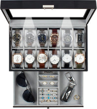 Load image into Gallery viewer, Premium 12-Slot Watch &amp; Jewelry Organizer with Soft Interior &amp; Tabletop Design