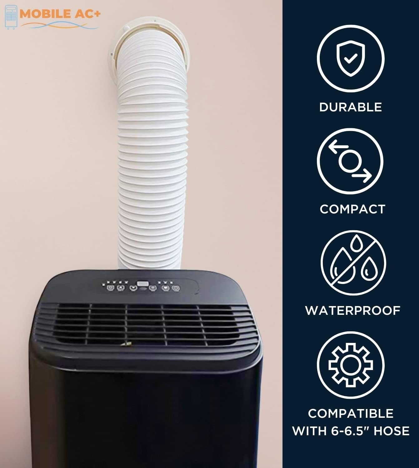 Compact Omni-Directional AC Exhaust Hose Connector with Easy Installation Kit