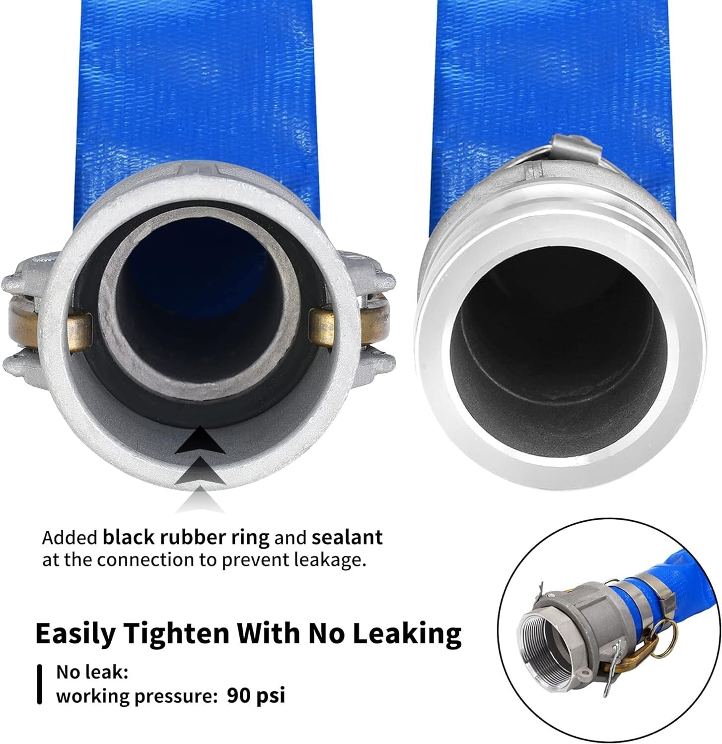 Versatile 100ft 2-Inch PVC Discharge Hose with Cam Lock & Leak-Free Performance