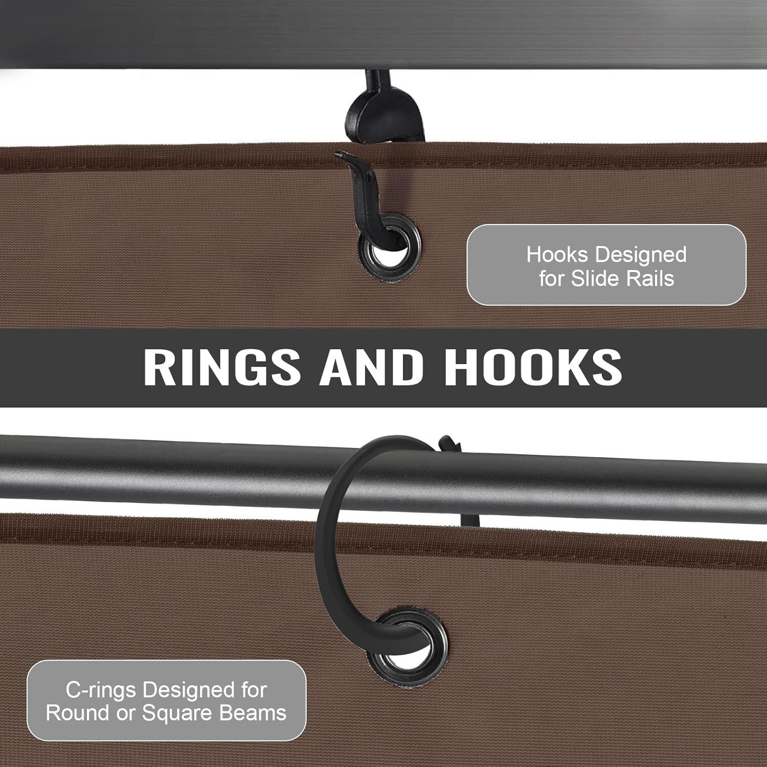 Universal Fit Gazebo Curtains 10' x 12' - Brown & Coffee with Easy Zipper Access