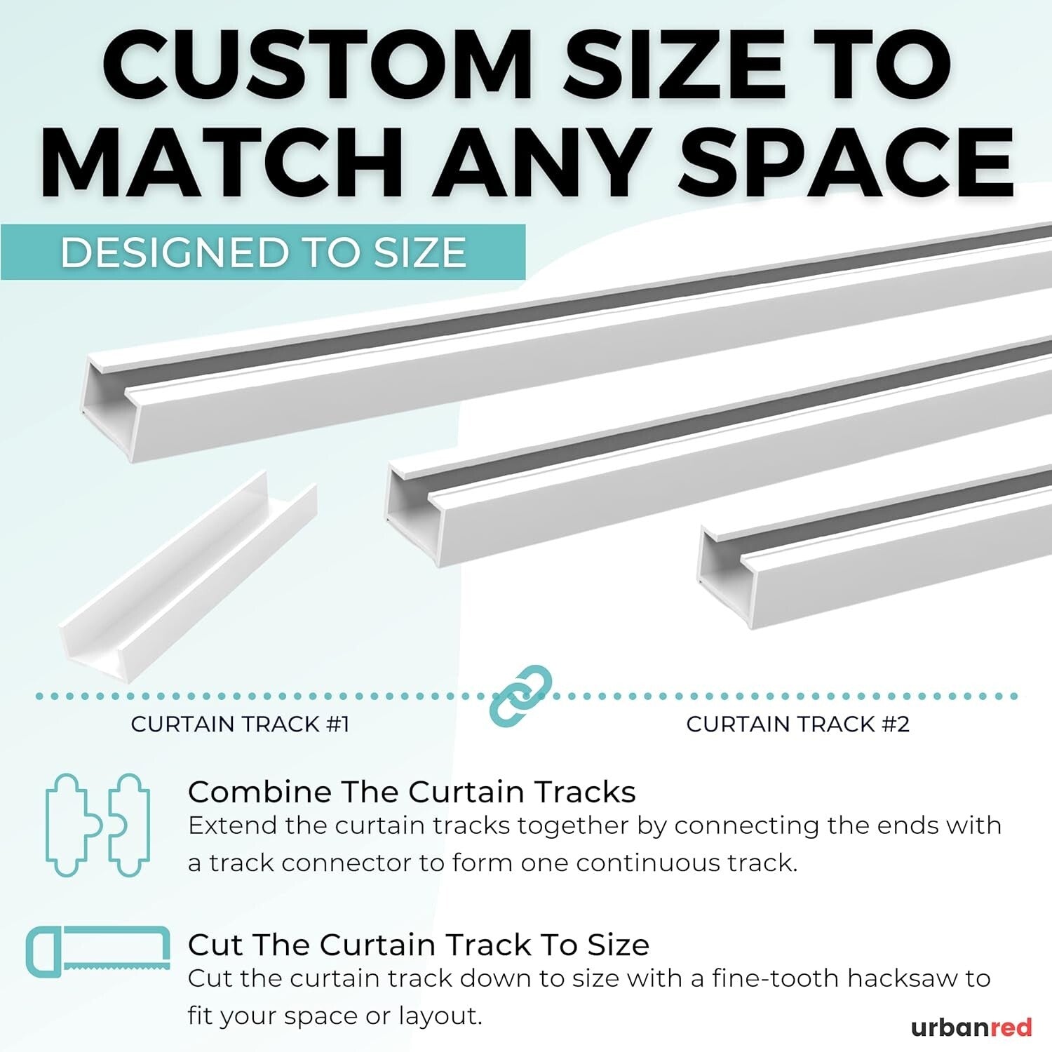 16.4FT Self-Adhesive Curtain Track - Lightweight PVC, Easy Install, All-in-One