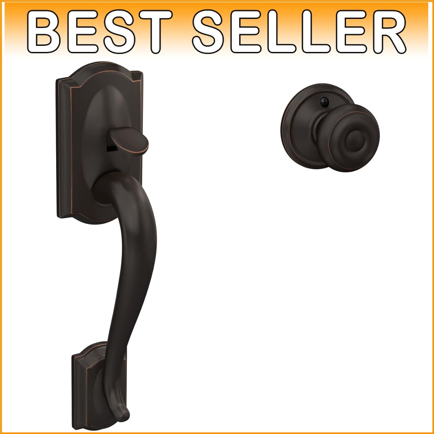 Elegant Aged Bronze Entry Handleset with Georgian Knob - Easy Install Security