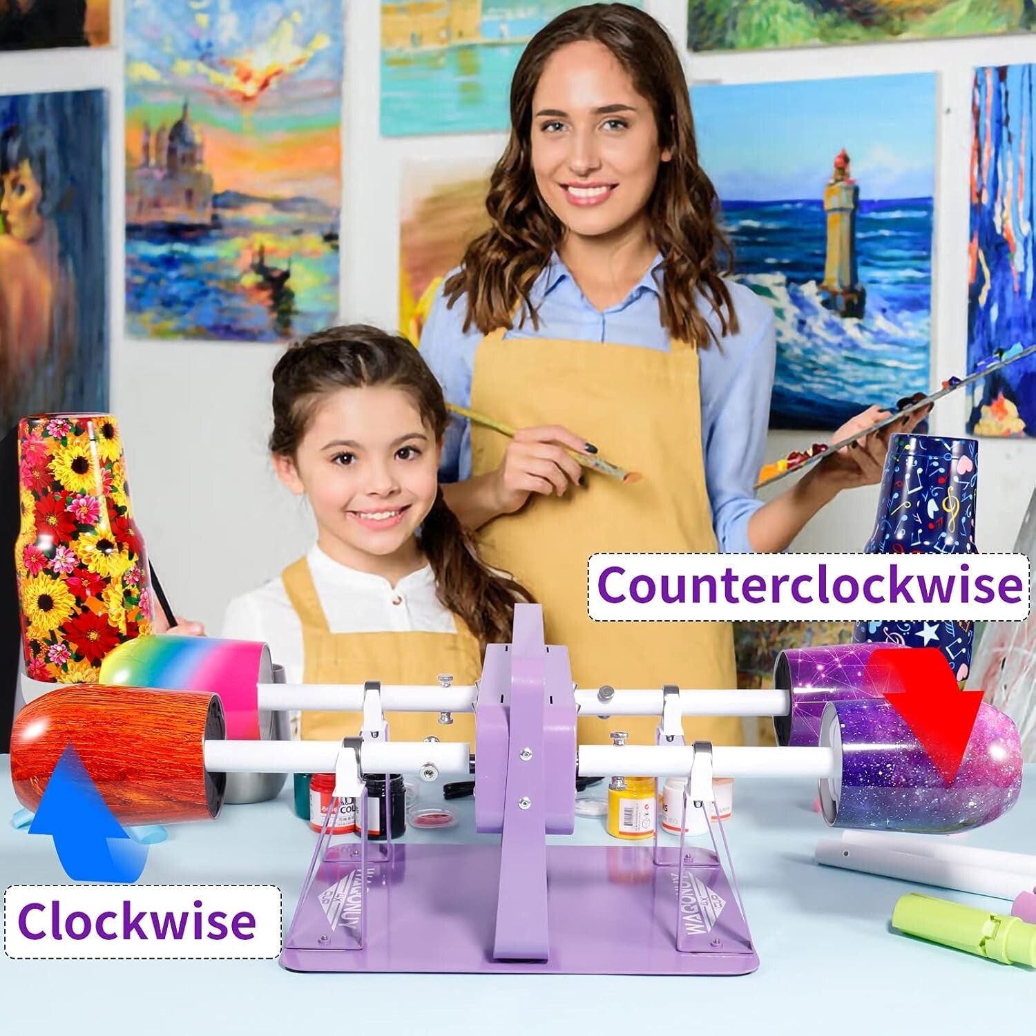 Craft-Ready Tumbler Spinner Set with Individual Switches & Heat Control Options