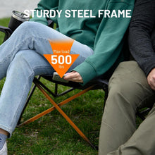 Load image into Gallery viewer, Grey Folding Camping Chair Loveseat for 2 - Perfect for Intimate Outdoor Moments