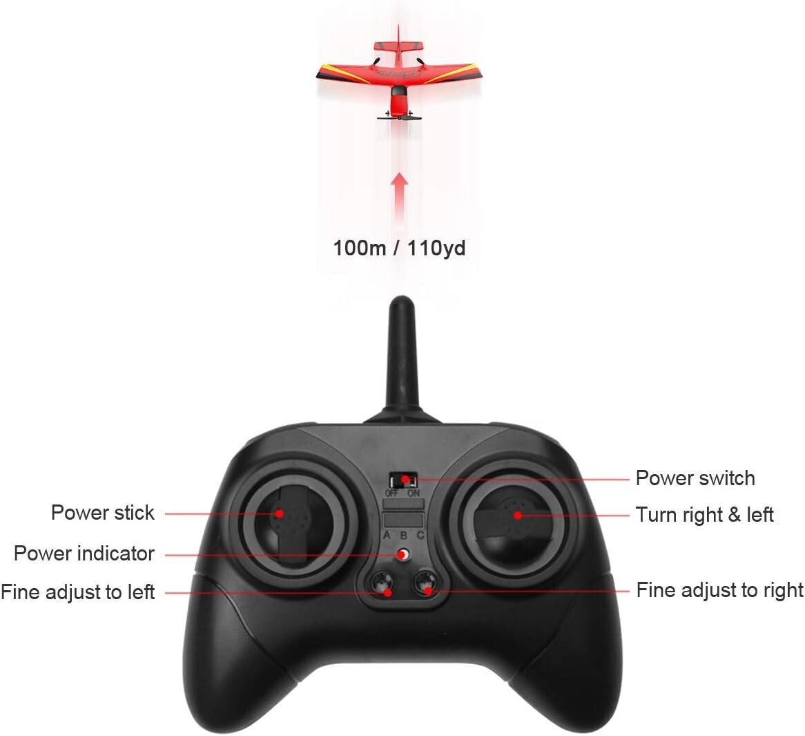 2 CH RC Airplane with Self-Stabilization - Enjoyable Glider for Kids & Beginners