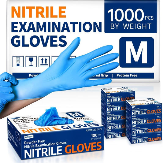 1000 Pack of Blue Nitrile Disposable Gloves - Tactile Sensitivity and Protection