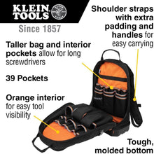 Load image into Gallery viewer, Professional Tool Backpack with Molded Bottom &amp; Padded Straps - 39 Pockets