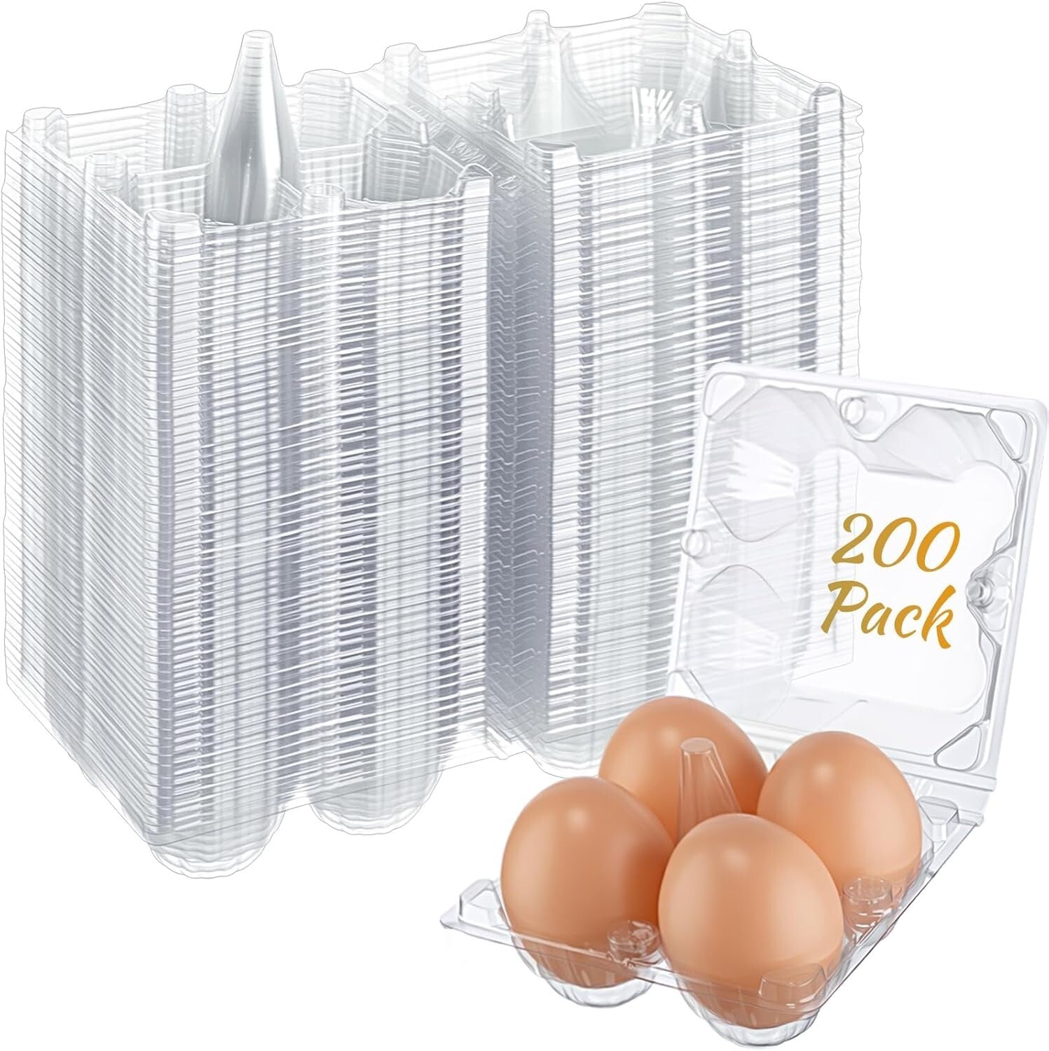 200 Pack Clear Plastic Egg Trays - Stackable & Visible for Easy Egg Handling
