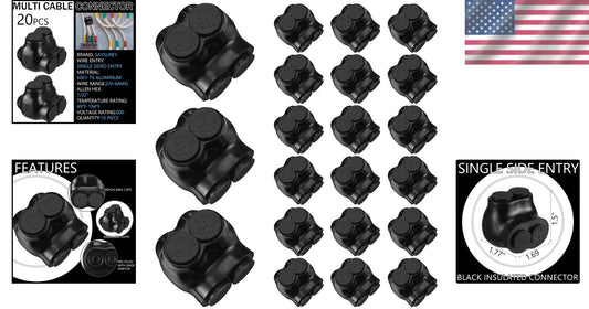 Black Insulated Multi Cable Connectors - Pre-Filled Splice Terminals for Wiring