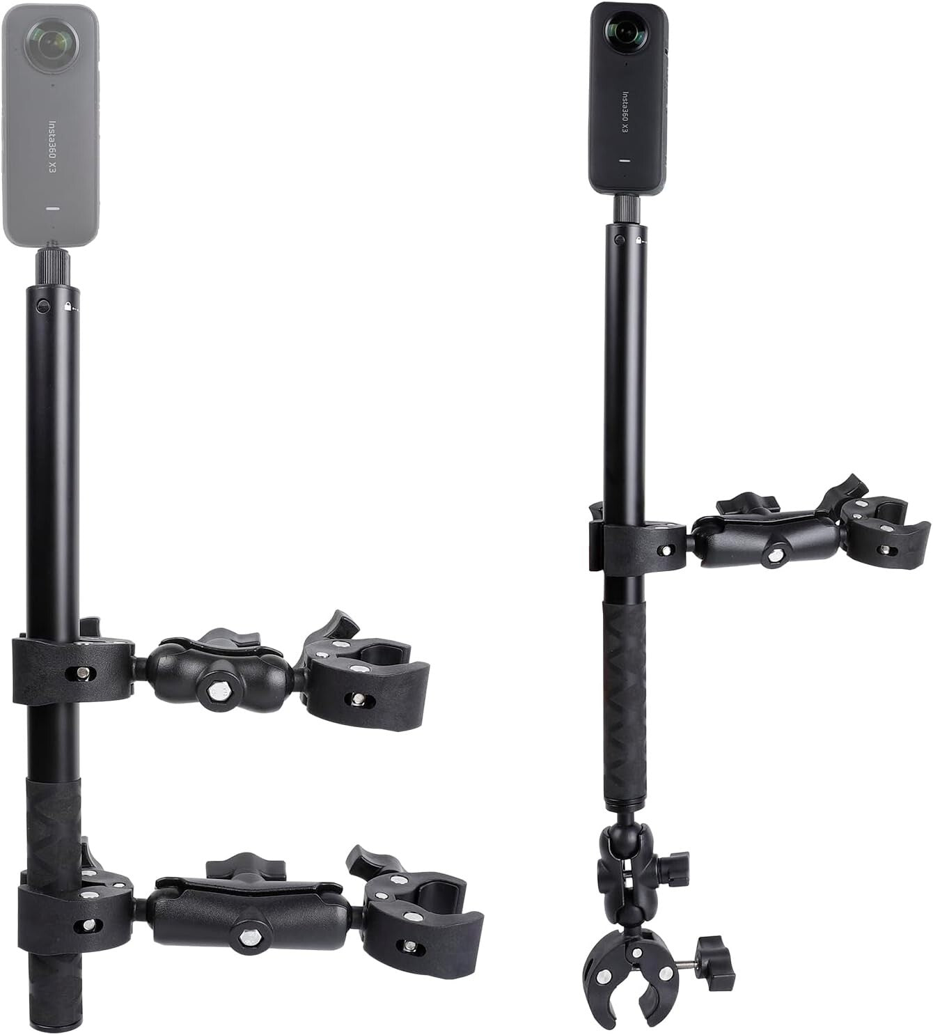 Adjustable Insta360 Motorcycle Mount Kit with 155cm Selfie Stick & Accessories