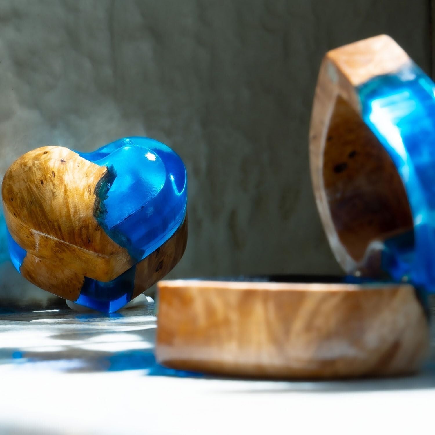 Handmade Heart Shaped Ring Box - Unique Wooden Jewelry Storage for Engagements