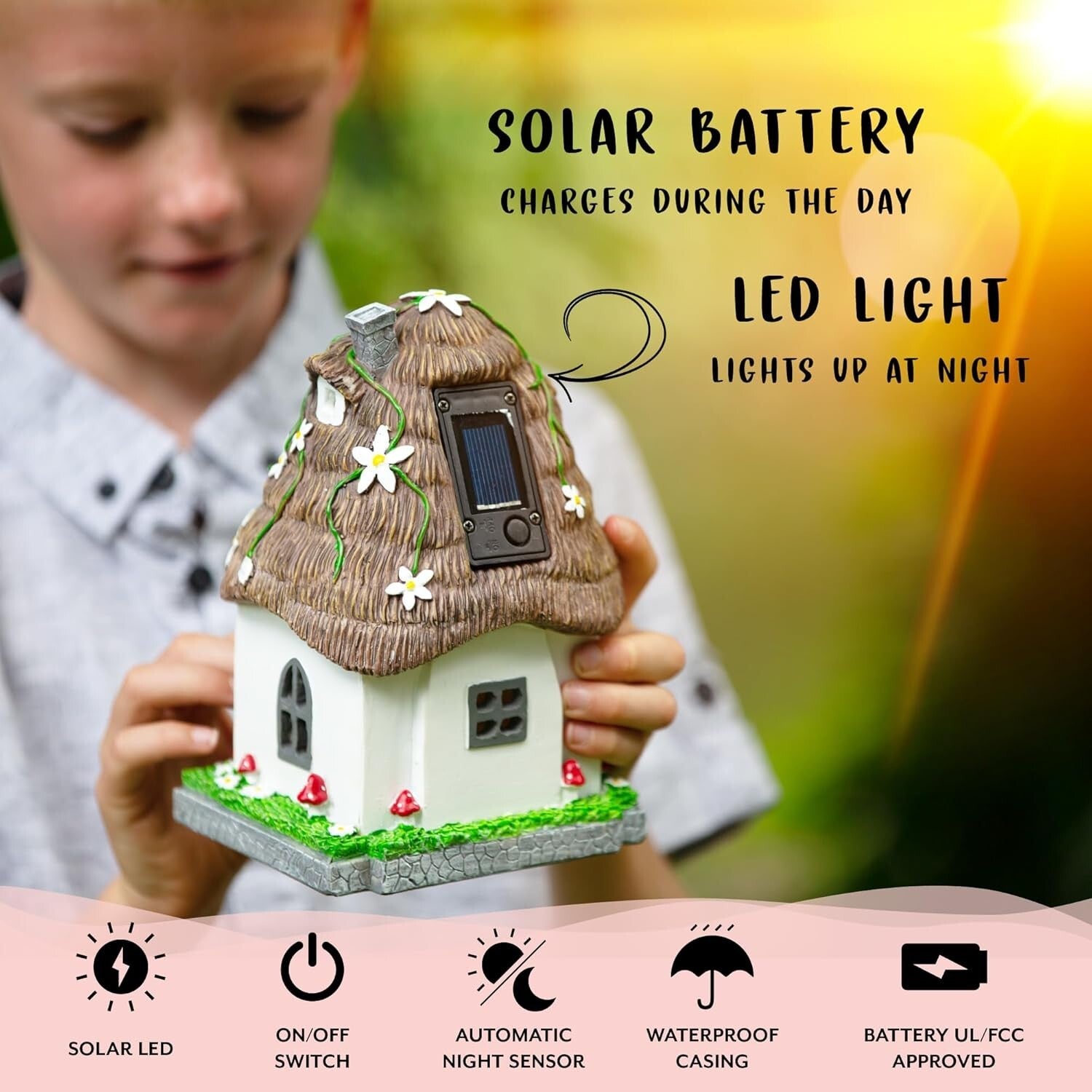 Delightful Fairy House Kit with Solar Glow Light - 13 Pieces for Garden Magic