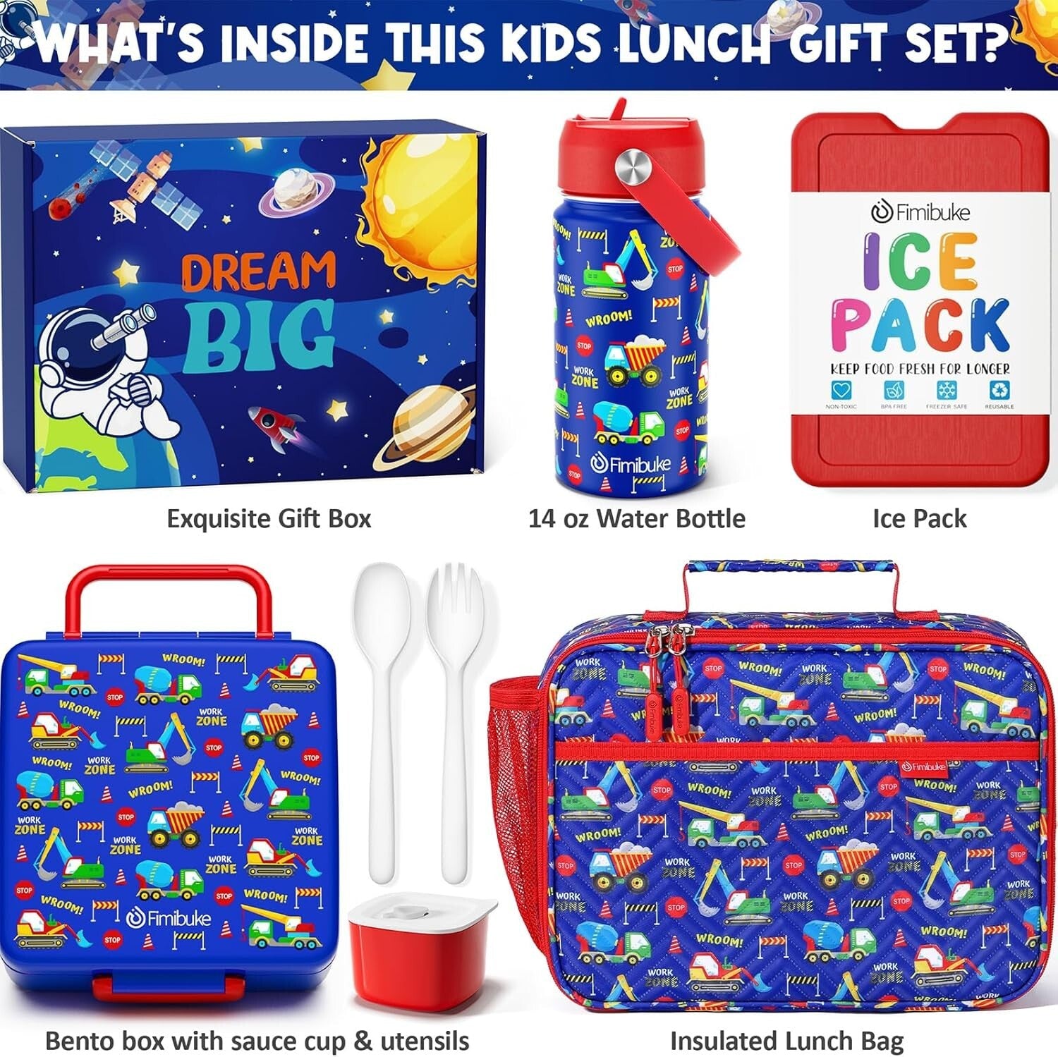 Leak-Proof 4-Compartment Kids Bento Box & Insulated Water Bottle for School Fun
