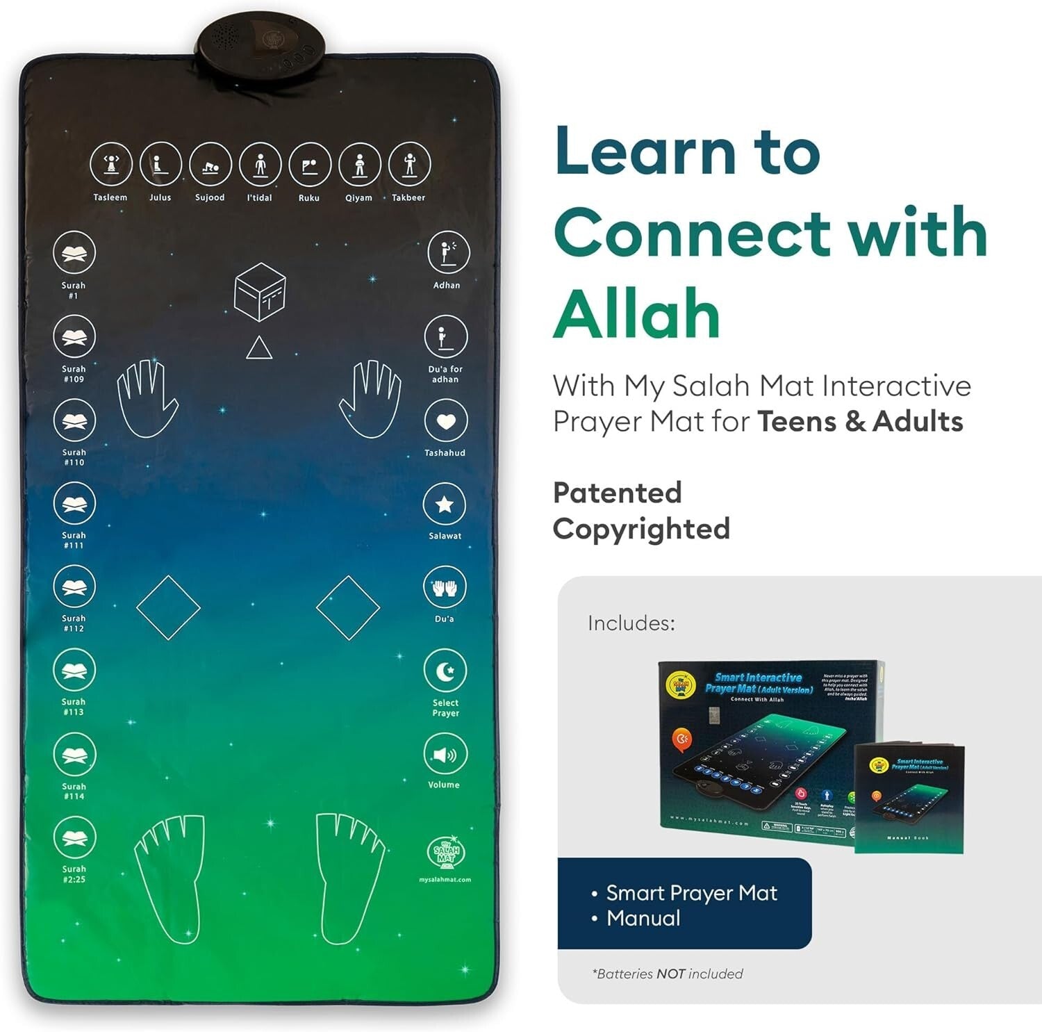 Modern Touch-Sensitive Prayer Mat for Adults - Interactive Salah Learning Aid