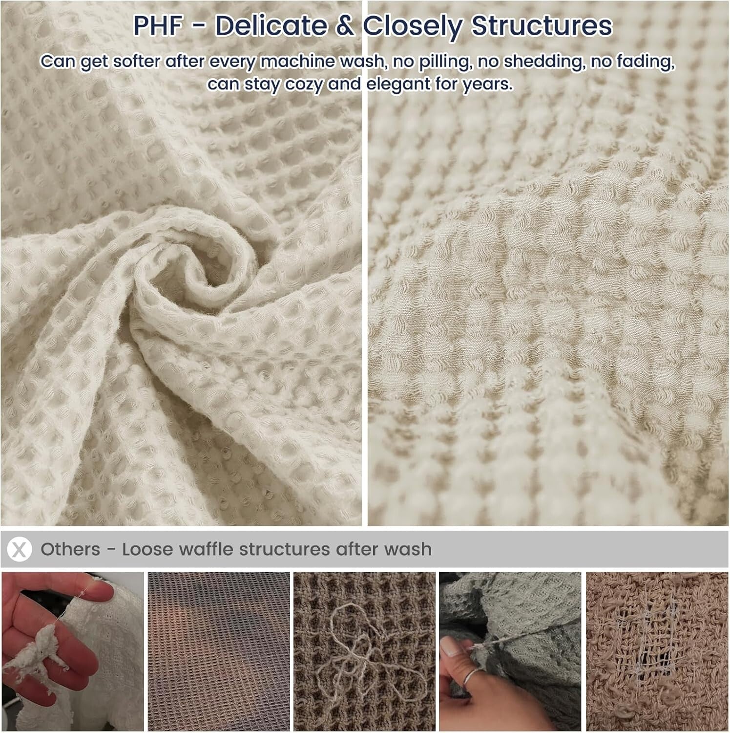 Versatile Oversized Cotton Waffle Throw Blanket - Perfect for Home and Travel