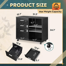 Load image into Gallery viewer, 3 Drawer Mobile File Cabinet with Open Shelves - Stylish Home Office Storage
