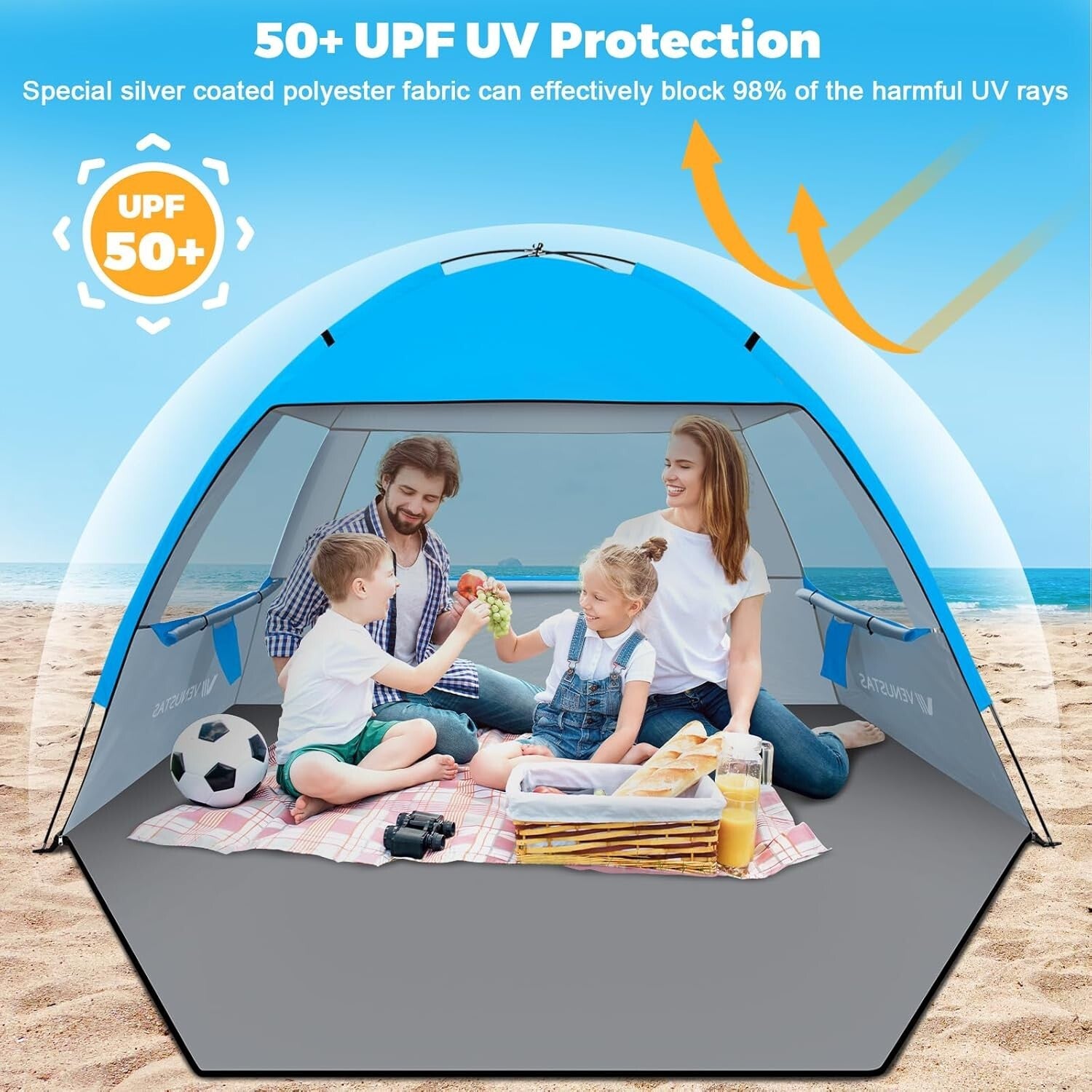 Durable Fiberglass Beach Canopy with Privacy Curtains for Outdoor Adventures