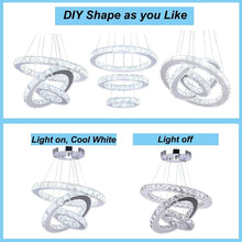 Load image into Gallery viewer, Luxury Adjustable 3-Ring LED Pendant Light - Crystal Round Ceiling Fixture