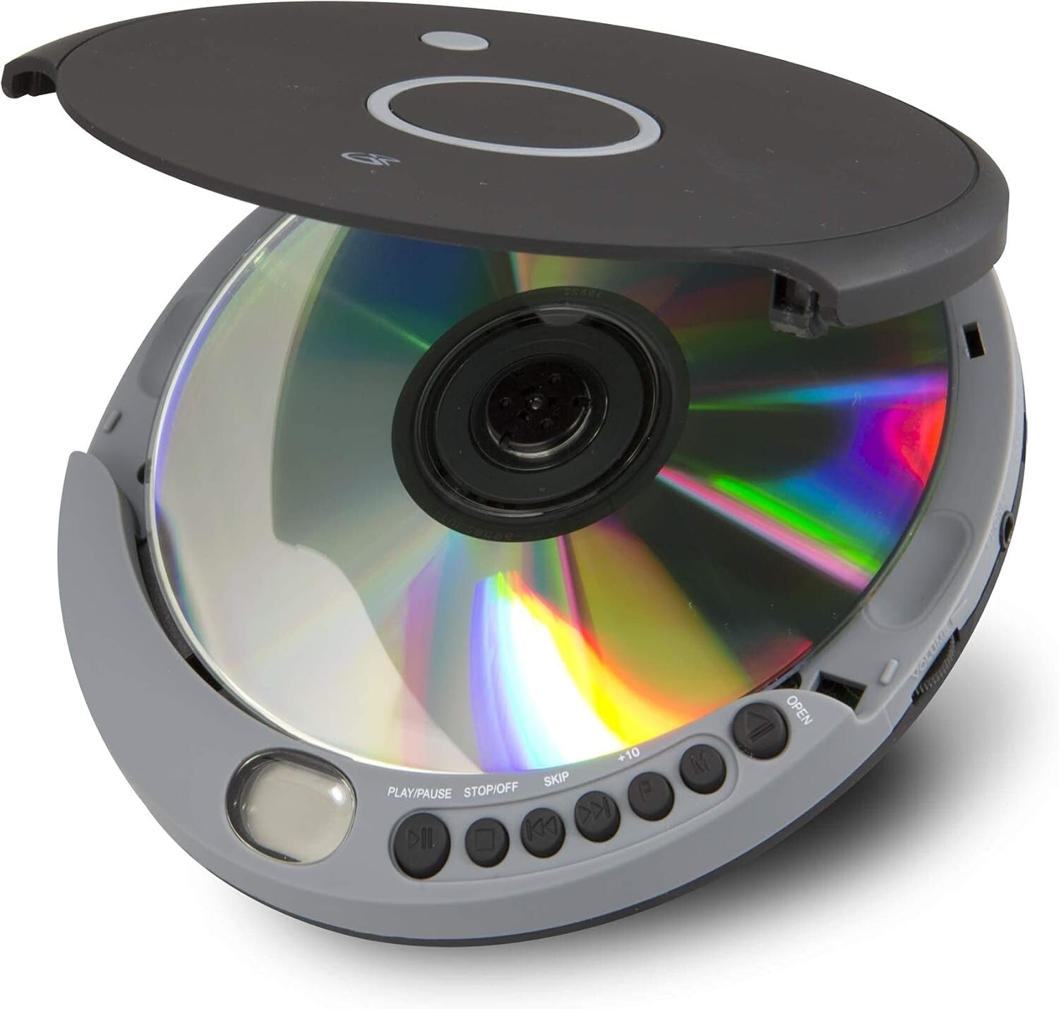 Black Gray Personal CD Player with LCD Display and Stereo Earbuds Included