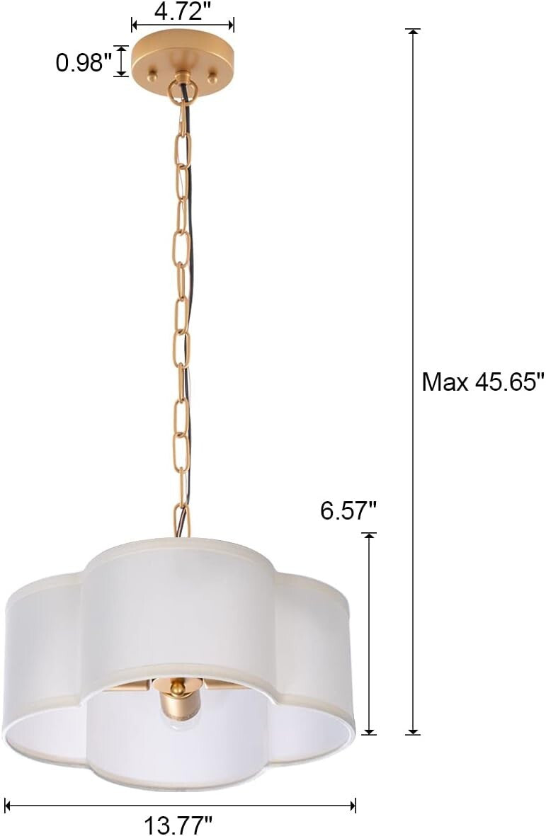 Elegant Modern Farmhouse Chandelier with Dimmable 4-Light Pendant in Off-White