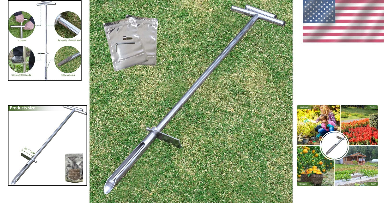 Premium 40-Inch Soil Probe for Home Gardening and Lawn Care - Stainless Steel