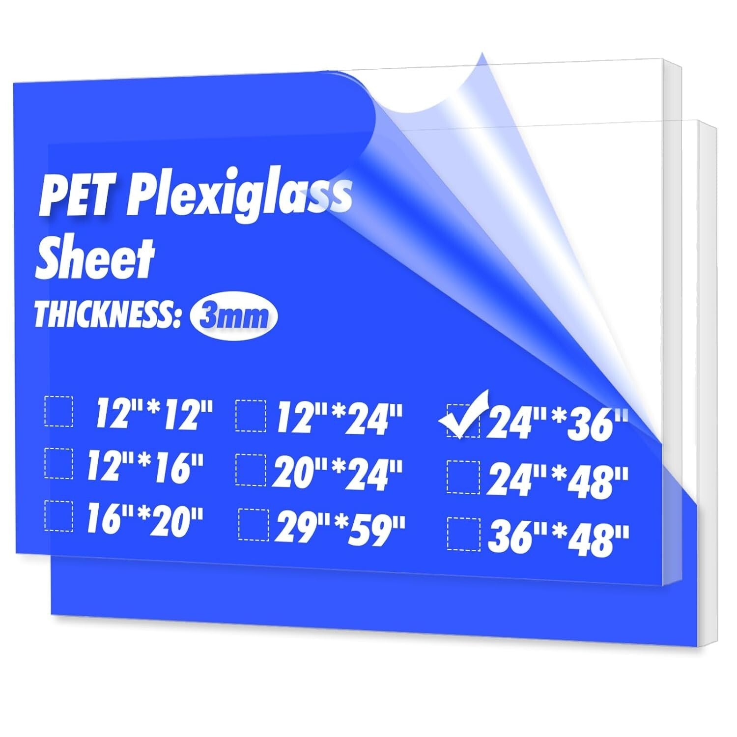 Recyclable PET Clear Acrylic Sheets - 2 Pack, 36" x 24" for Events & Displays