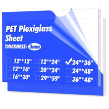 Load image into Gallery viewer, Recyclable PET Clear Acrylic Sheets - 2 Pack, 36" x 24" for Events &amp; Displays