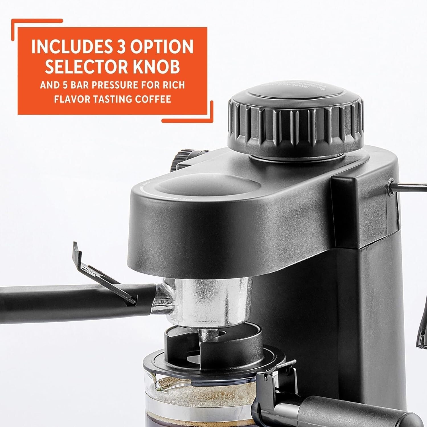 120V 4-Cup Electric Espresso Maker with Permanent Filter & Milk Frothier