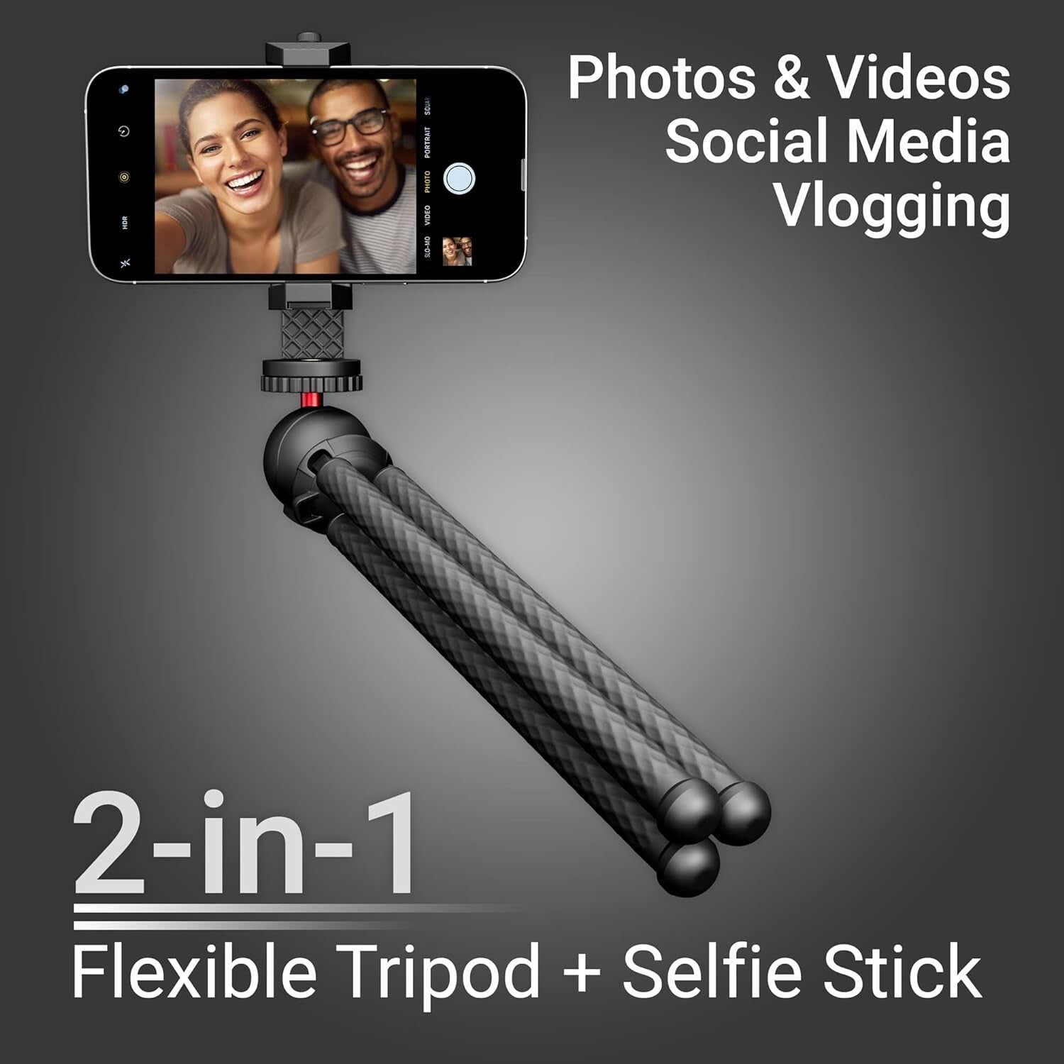 Heavy Duty Flexible Smartphone Tripod - Compatible with iPhone & GoPro