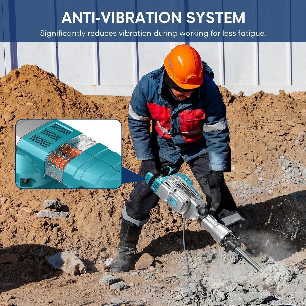 Portable SDS-Hex Jack Hammer 1700W with Chisels & Roll Case for Efficiency